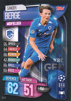 Sander Berge KRC Genk 2019/20 Topps Match Attax CL #GEN14